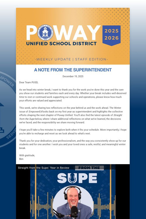 Superintendent's Weekly Update