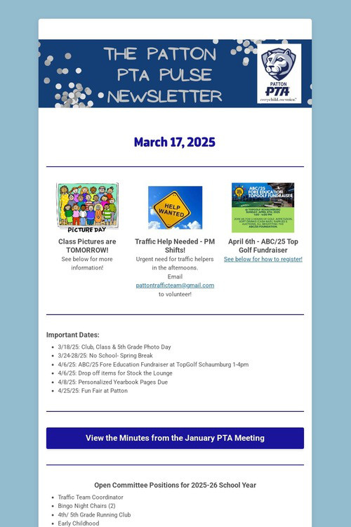 Patton PTA Pulse Newsletter