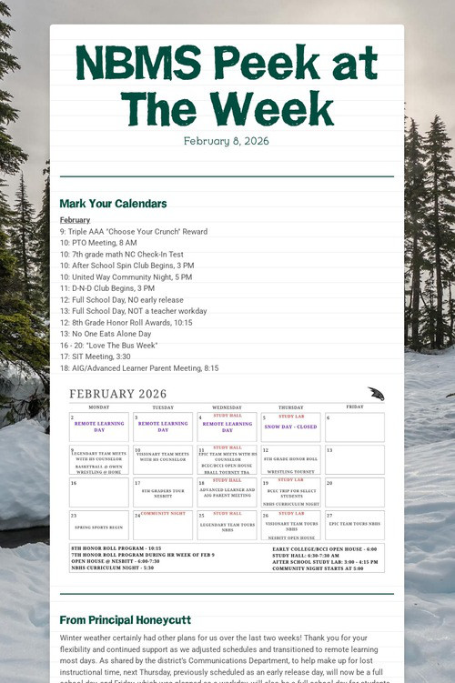 NBMS Peek at The Week