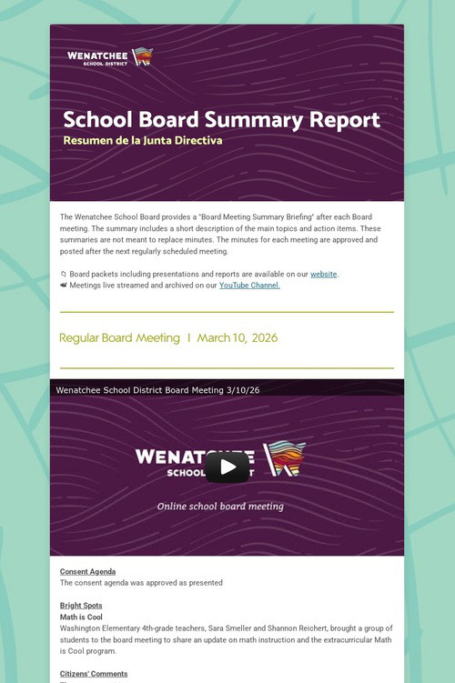 School Board Meeting Summary