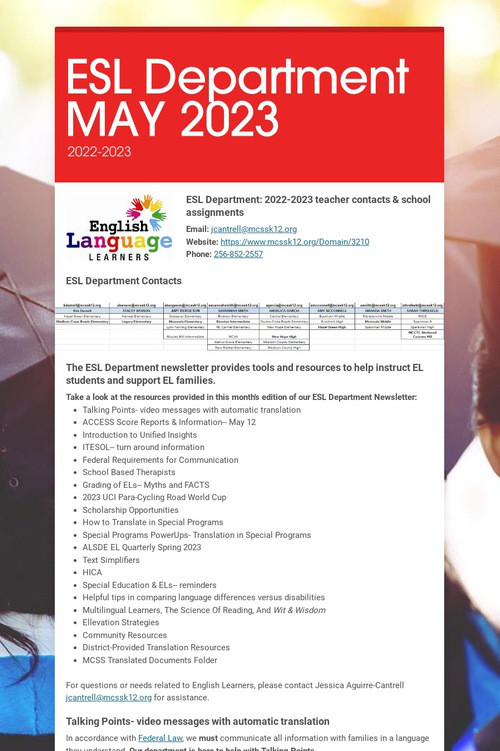 ESL Department MAY 2023