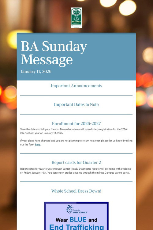 BA Sunday Message