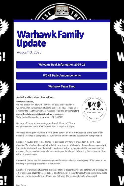 Warhawk Family Update