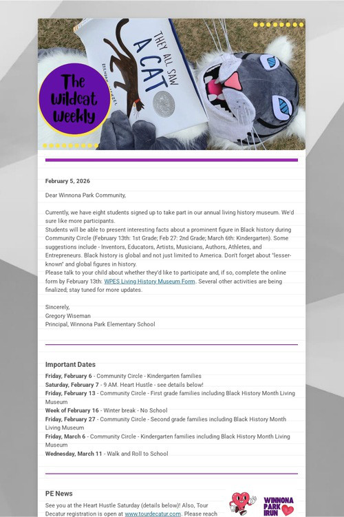 Winnona Park Weekly Update