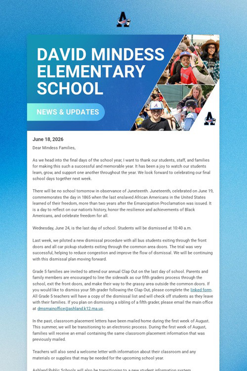 Mindess School Weekly Update