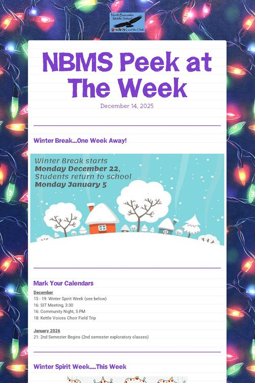 NBMS Peek at The Week