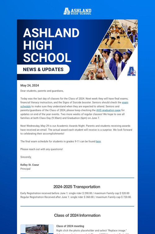 Ashland High School Weekly Update
