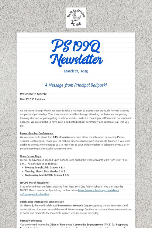 PS 199Q Newsletter