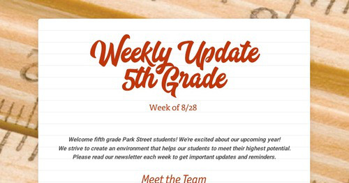 Weekly Update             5th Grade