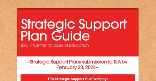 Strategic Support Plan Guide