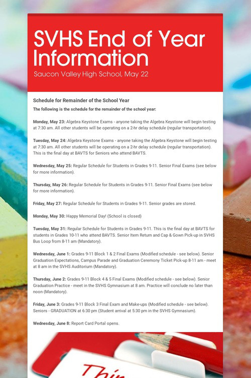 SVHS End of Year Information
