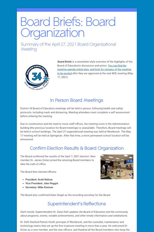 Board Briefs: Board Organization