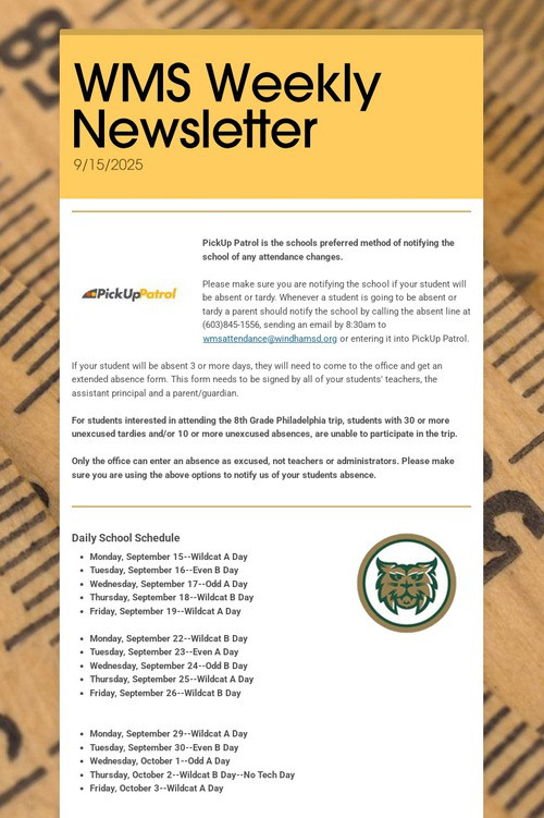 WMS Weekly Newsletter