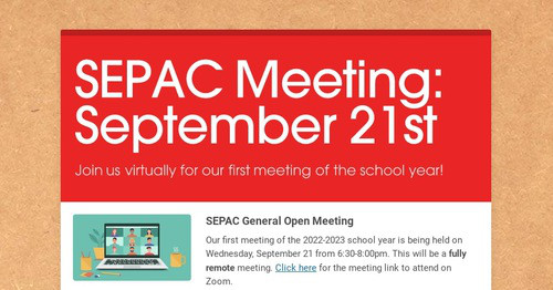 SEPAC Meeting: September 21st