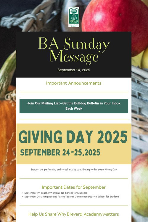 BA Sunday Message