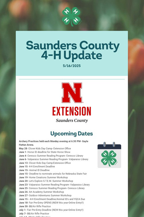 Saunders County 4-H Update