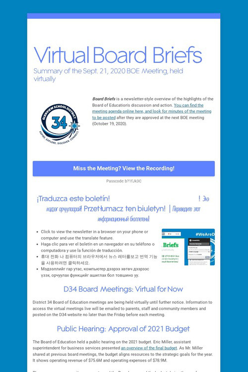Virtual Board Briefs