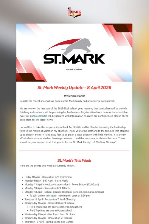 St. Mark Weekly Update