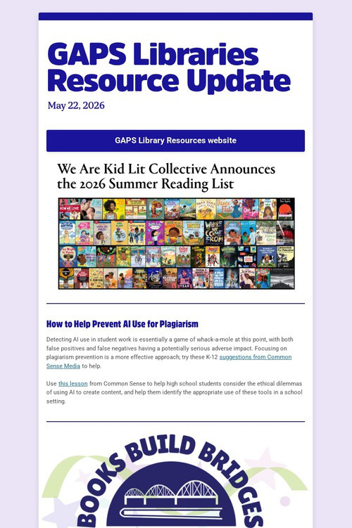 GAPS Libraries Resource Update