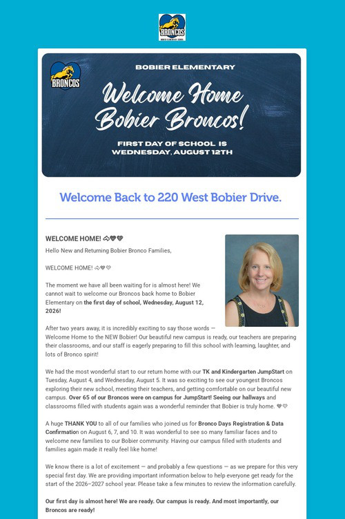 Welcome Home Bobier Broncos!
