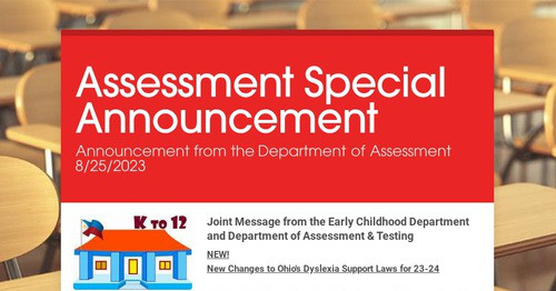 Assessment Special Announcement