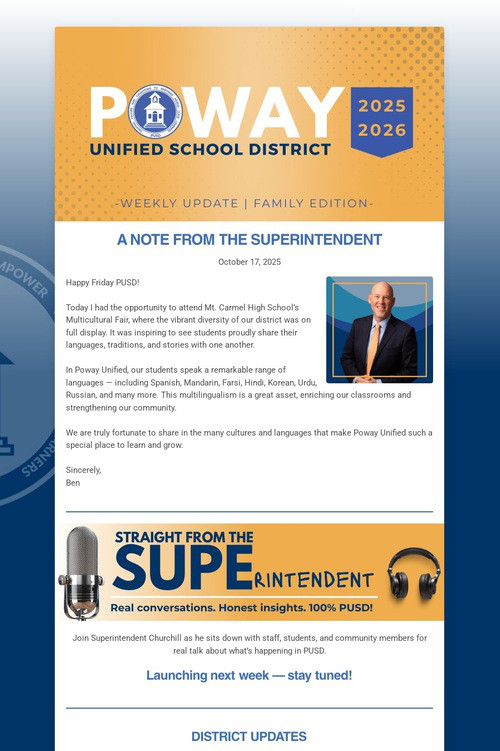 Superintendent's Weekly Update