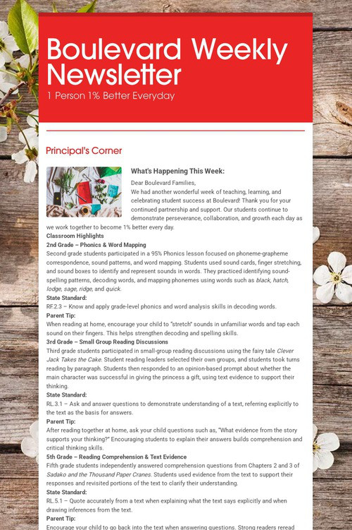 Boulevard Weekly Newsletter