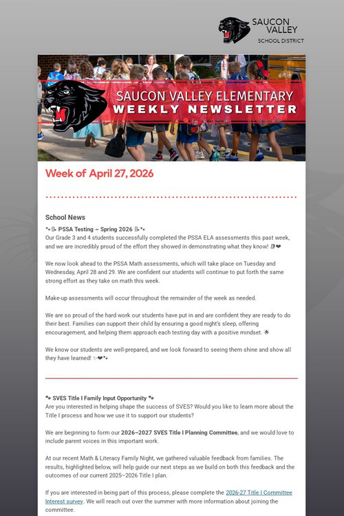 SVES Weekly Newsletter