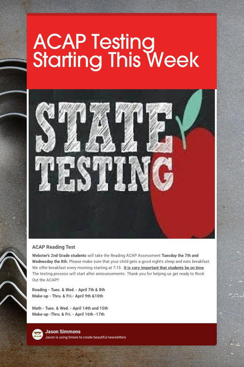 ACAP Testing Starting This Week