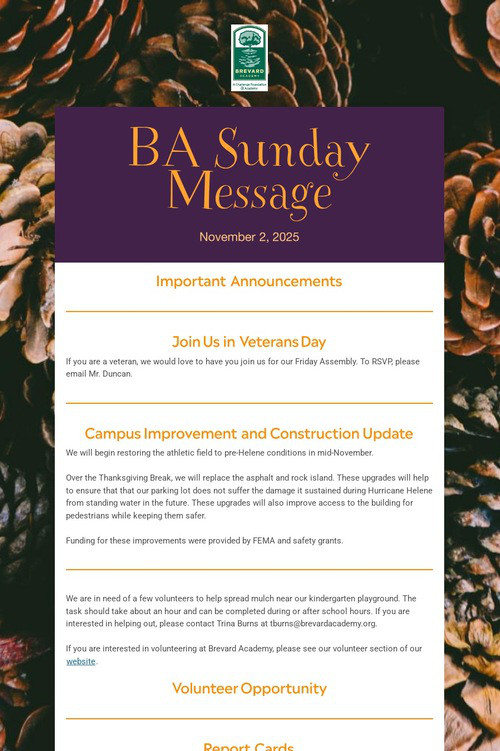 BA Sunday Message