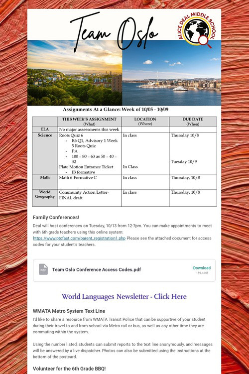 Team Oslo Weekly Newsletter
