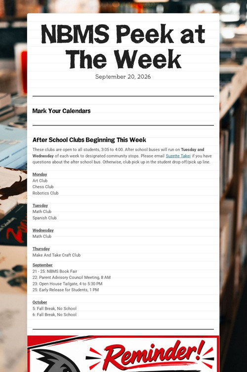 NBMS Peek at The Week
