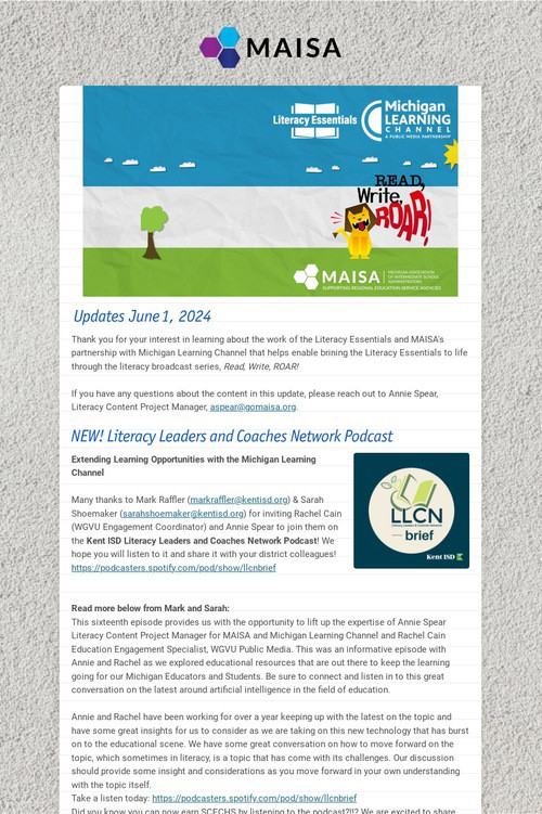 Michigan Learning Channel Update