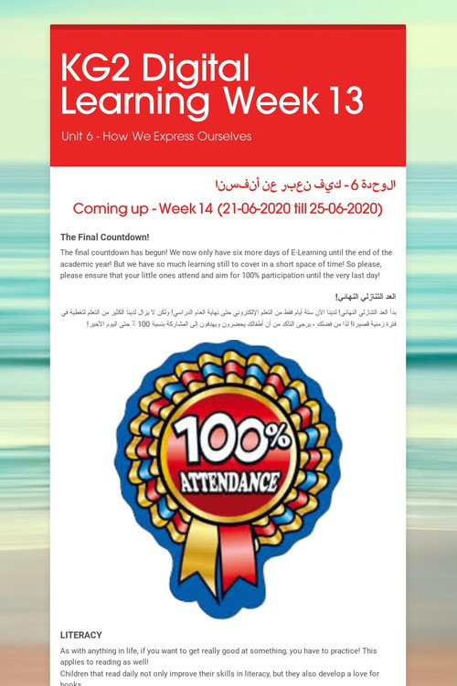 KG2 Digital Learning Week 13