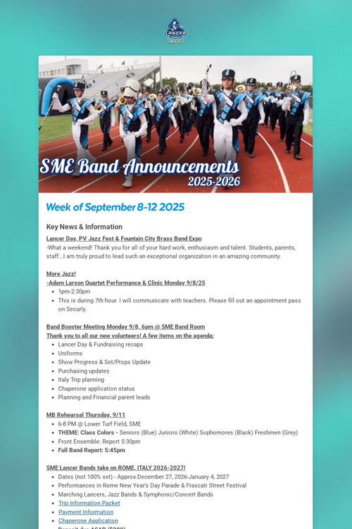 SME Band Announcements