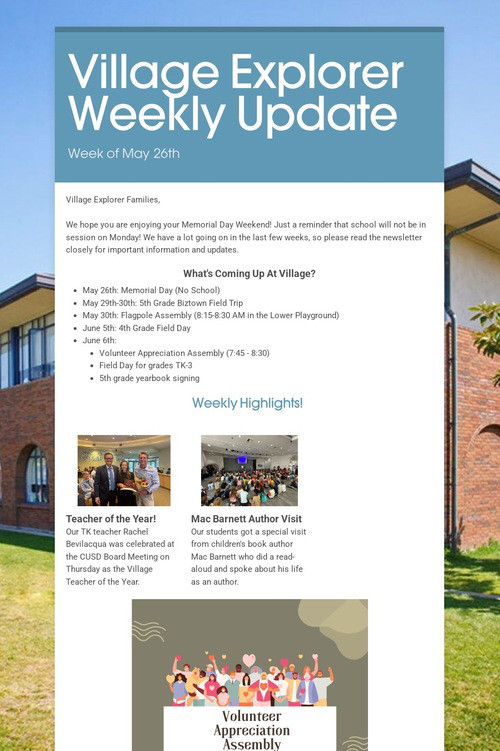 Village Explorer Weekly Update