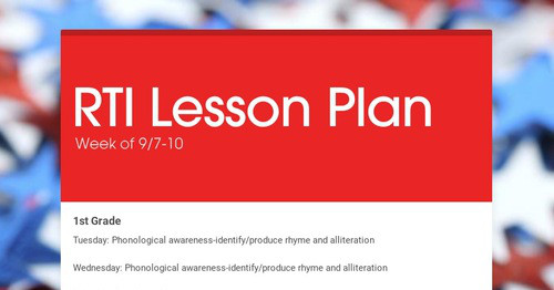 RTI Lesson Plan | Smore Newsletters for Education