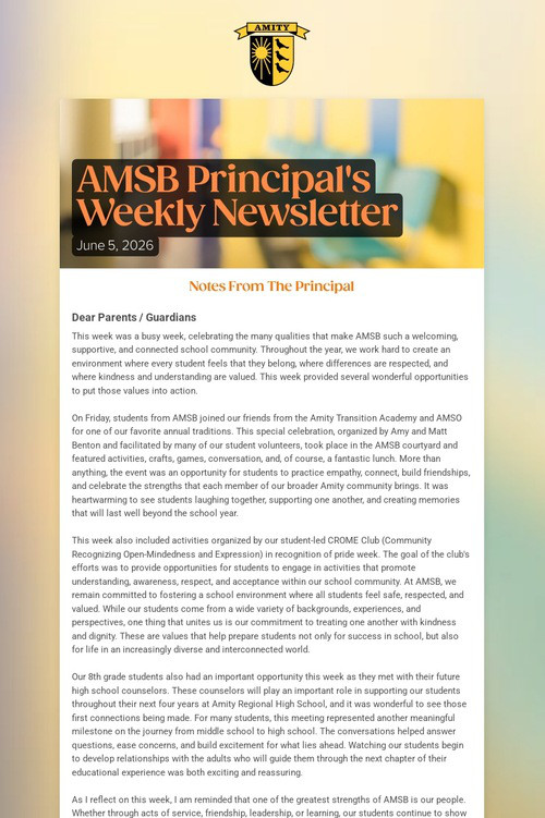 AMSB Principal's Weekly Newsletter