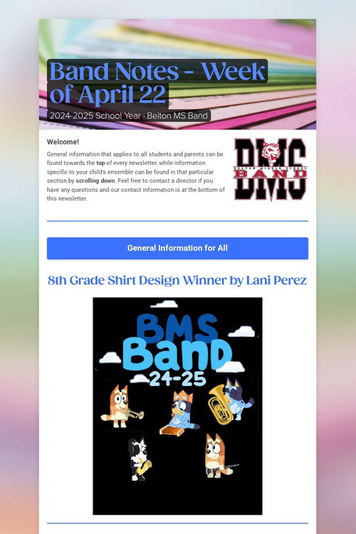 Band Notes - Week of April 22