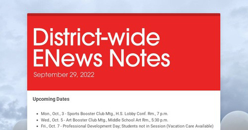 District-wide ENews Notes