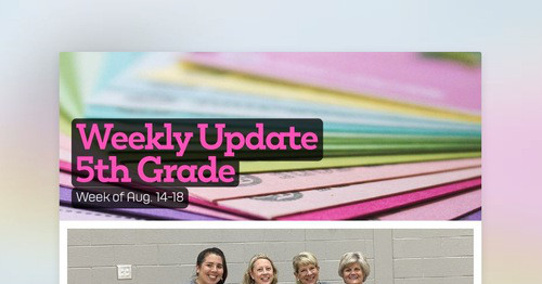 Weekly Update 5th Grade