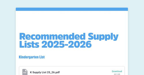 Recommended Supply Lists 2025-2026