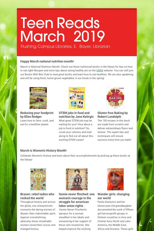 Teen Reads March  2019