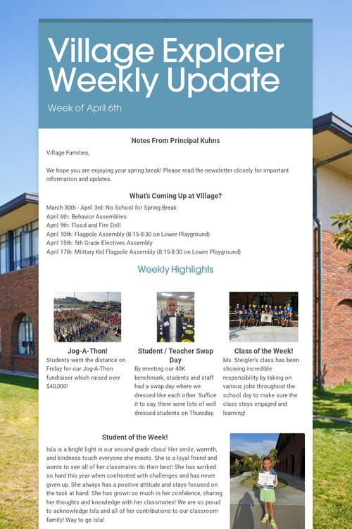 Village Explorer Weekly Update