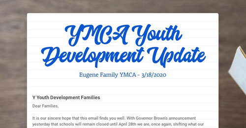 YMCA Youth Development Update | Smore Newsletters