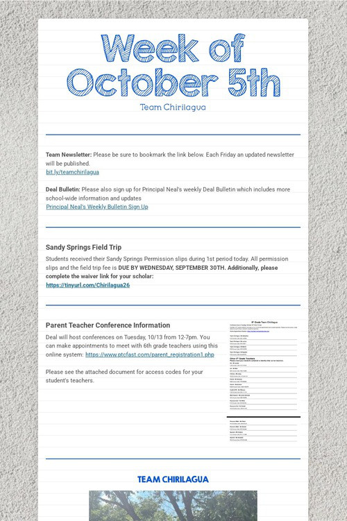 Week of October 5th