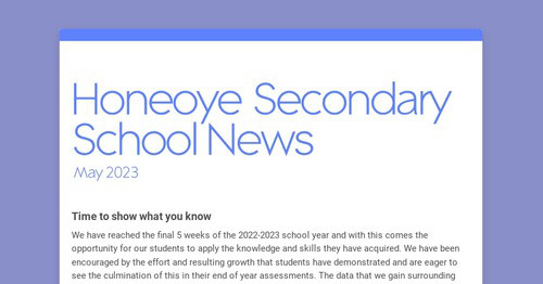Honeoye Secondary School News