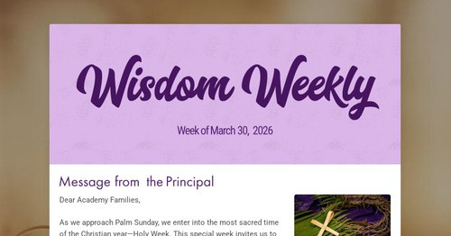 Wisdom Weekly - March 30, 2026