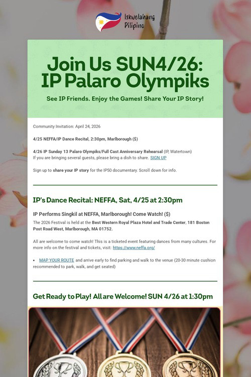 Join Us SUN4/26: IP Palaro Olympiks