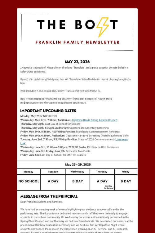 Weekly Family Newsletter